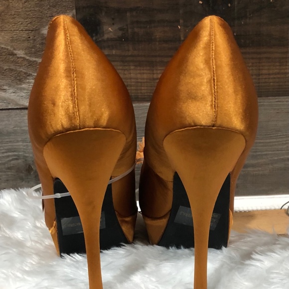Brown Gold Mustard Colored Open Toe High Heel Dress Shoe - Picture 5 of 5